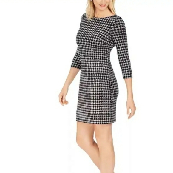 Jessica Howard Dresses & Skirts - Jessica Howard Sheath Dress Sz 8 Herringbone Black Silver 946